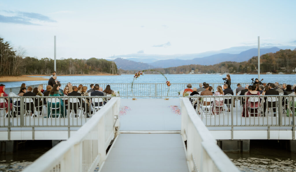 ceremony with blue ridge mountains in background