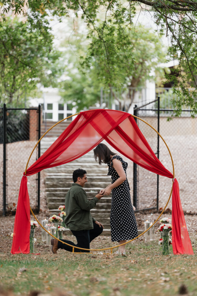Atlanta proposal photographer capturing engagement in Marietta
