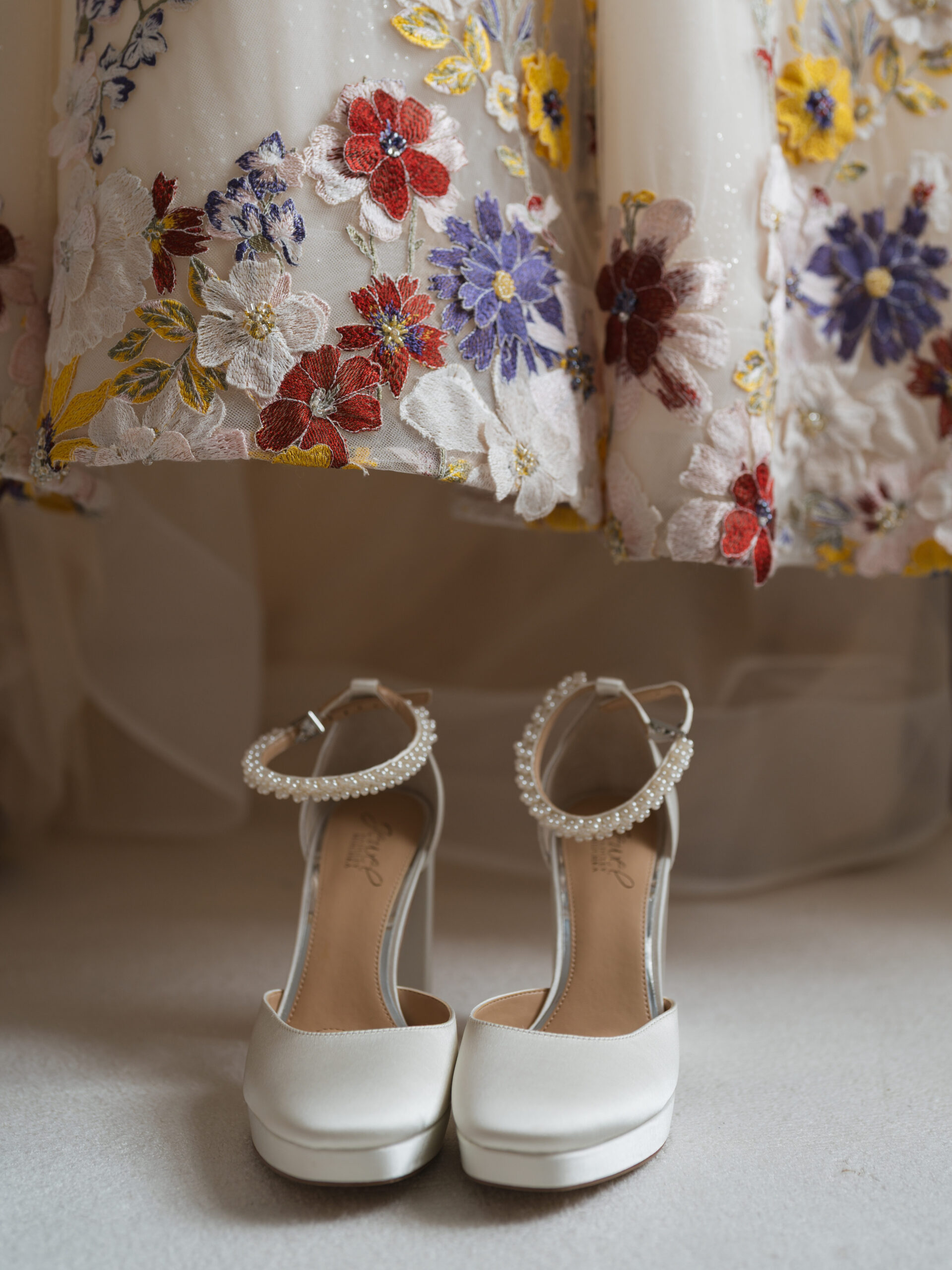 Bridgerton inspired wedding dress and shoes.