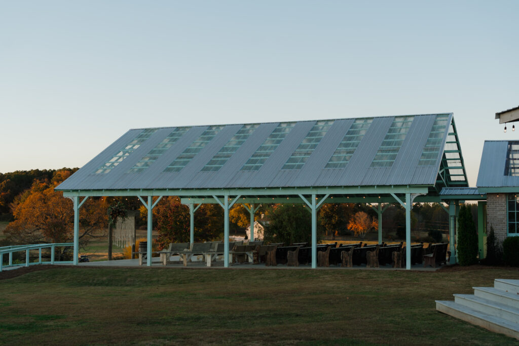 Golden Hour of Wedding Ceremony at West Milford Farm, in Cumming Georgia