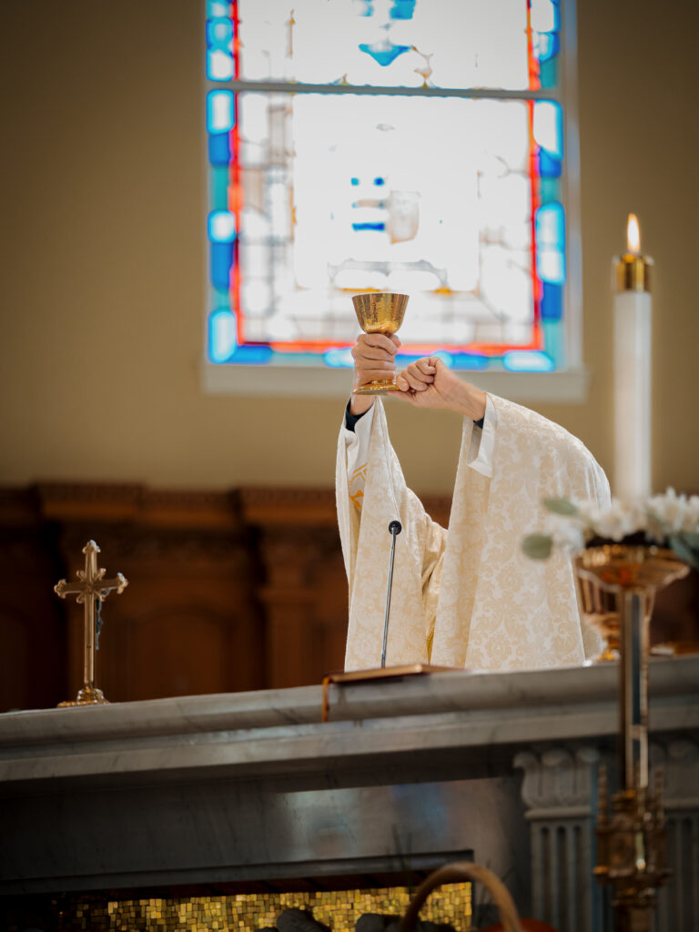 Communion Chalice at the alter  St.Benedict Catholic Church in John's Creek, Georgia