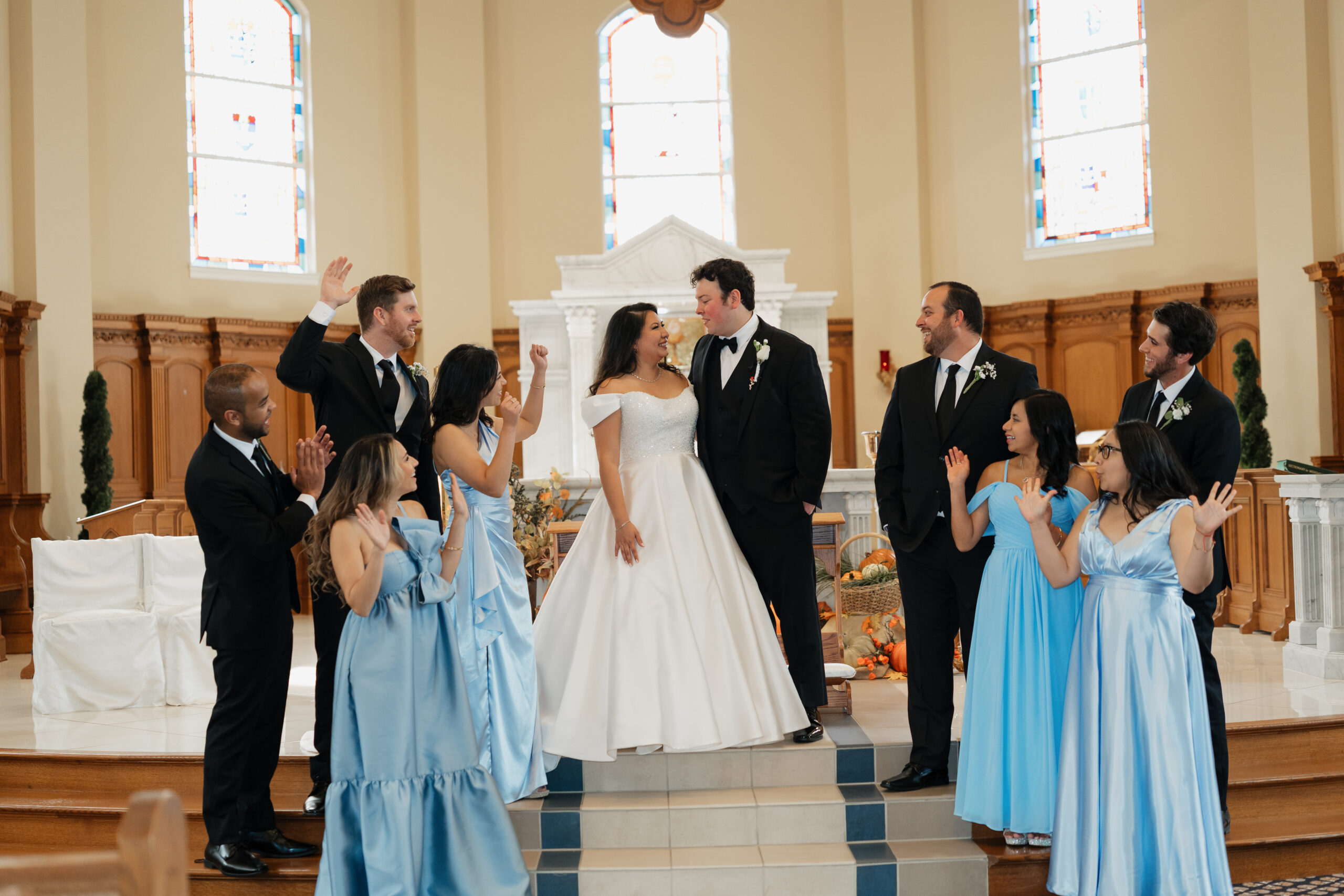 Bride and Groom at the alter at St.Benedict Catholic Church in John's Creek, Georgia