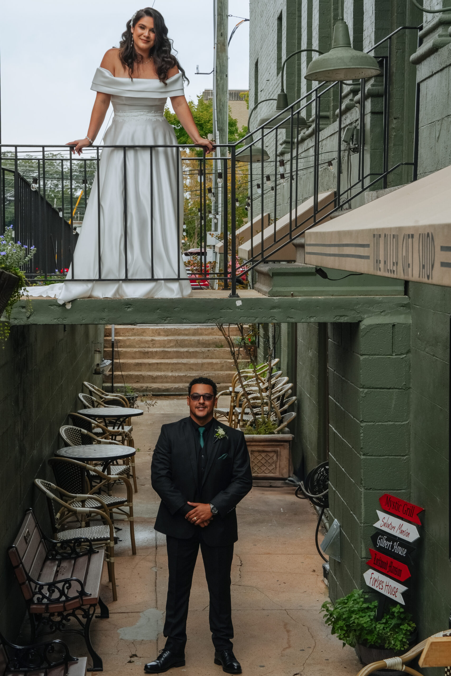 Mystic Falls Wedding portraits in Covington Square in Covington, GA