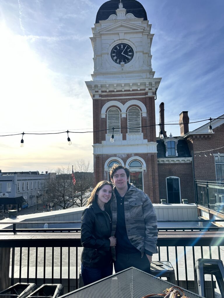 Wedding photography team visiting Mystic Falls in Covington, GA